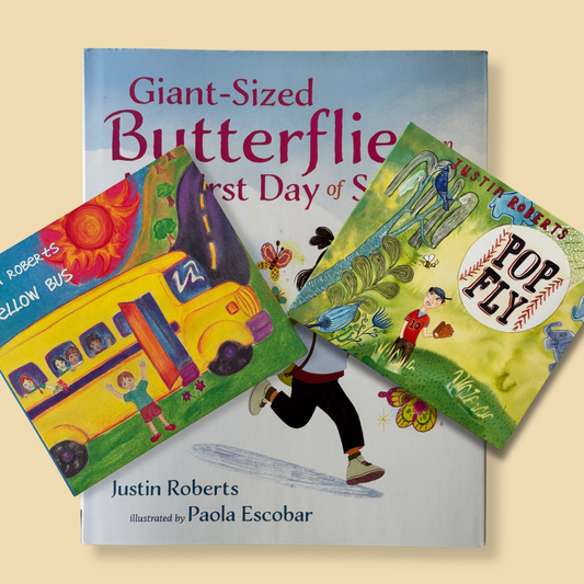 Justin Roberts Back to School Bundle — Giant-Sized Butterflies + Yellow Bus CD + Pop Fly CD